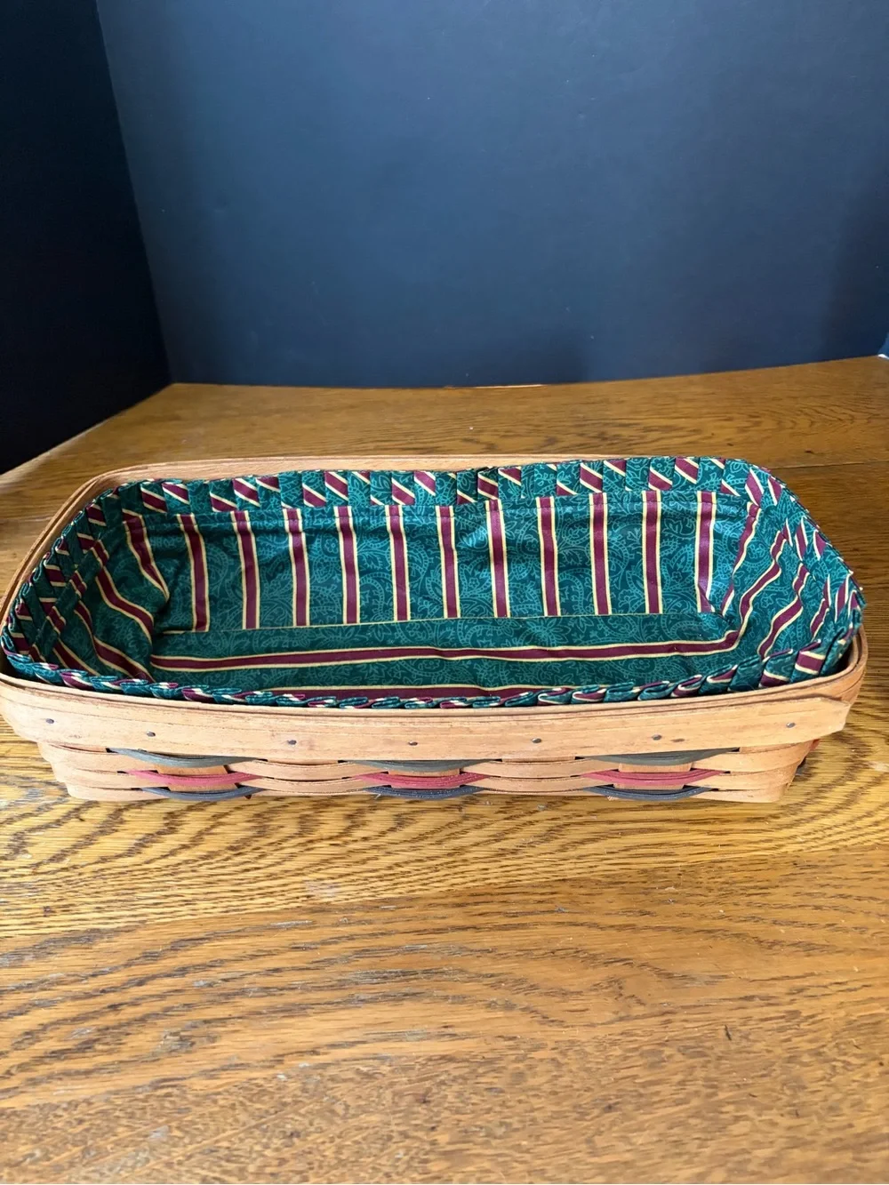 Vintage Longaberger 1993 Bread Basket Combo w/ 1996 Holiday Liner & Terracotta B
